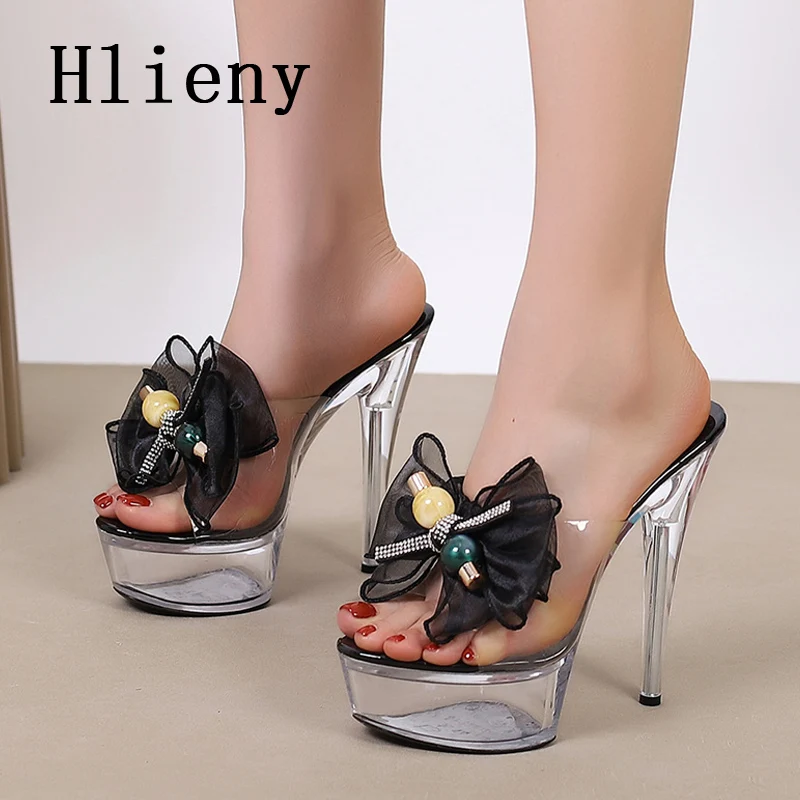 Новинка 2024 сексуальные тапочки Hlieny на прозрачном каблуке женские летние модные