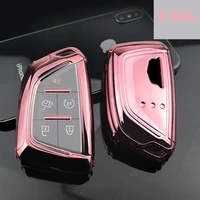 new soft tpu car remote key full cover case shell bag keychain holder for cadillac xt4 xt5 xt6 ct5 keyless styling accessories