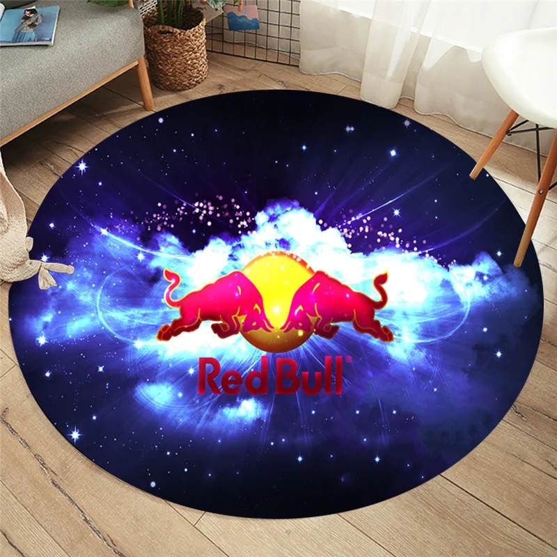 Красный бык 3D Печатный круглый ковер домашний декор мягкий фланелевый коврик для