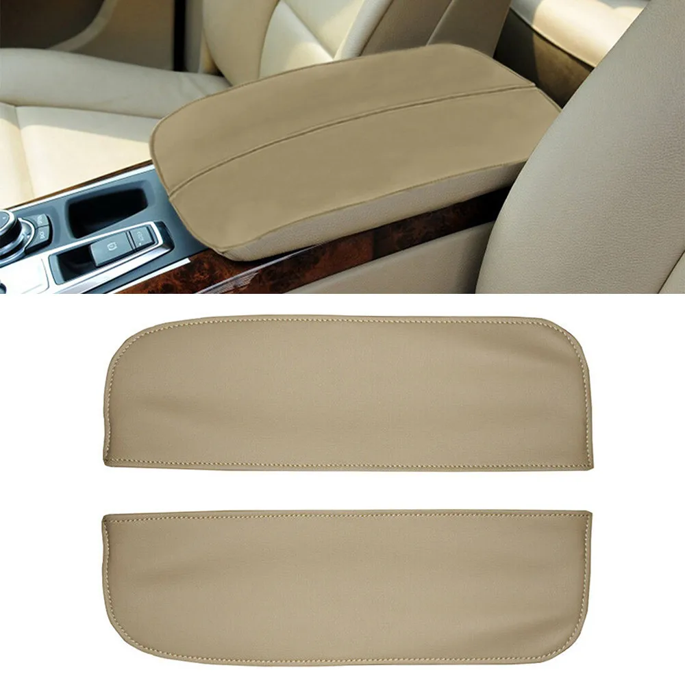 

2PCS Armrest Cover Armrest Beige Look Center Console Cover Practical To Use High Quality