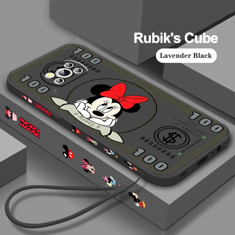 

Dollar Mickey Minnie Stitch Phone Case For Xiaomi Mi Poco M5s M5 X5 X4 X3 M4 M3 F4 F3 GT C55 C50 Pro NFC 5G Liquid Left Rope