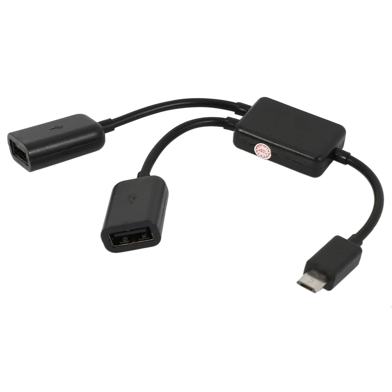 Кабель хоста Micro-USB переходник OTG с папа на 2 USB типа A мама двойным разъемом