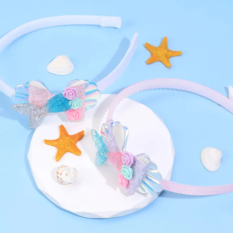 Новая летняя повязка на голову с русалкой для девочек повязки блестящей ракушкой