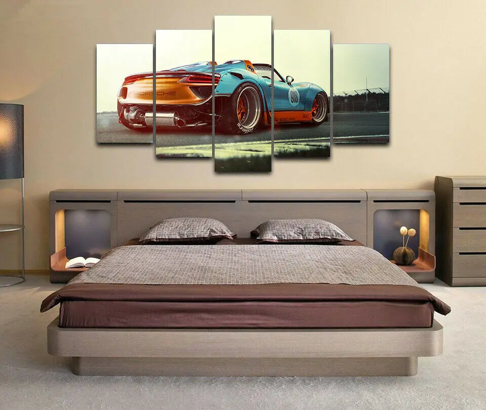 Спортивный Дрифт автомобиль 5 панелей Печать на холсте настенный художественный