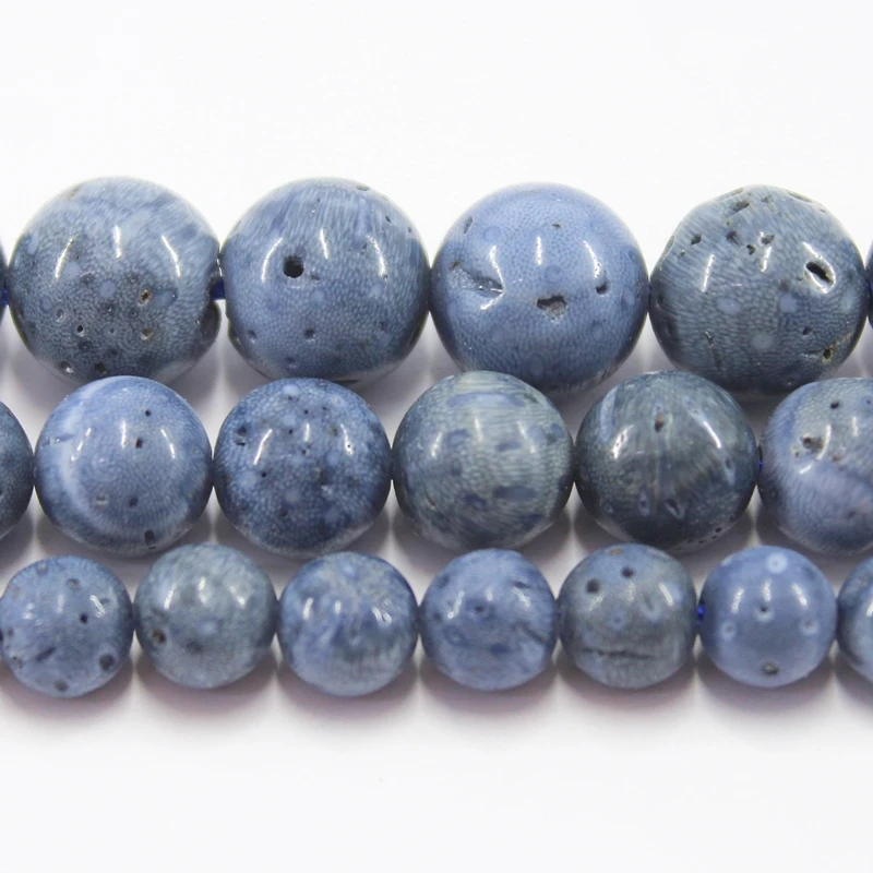 

Natural Smooth Blue Coral 6 8 10 12 14MM Polish Round Loose Strand Stone Beads For Jewelry Making Bracelets Necklace Accessories