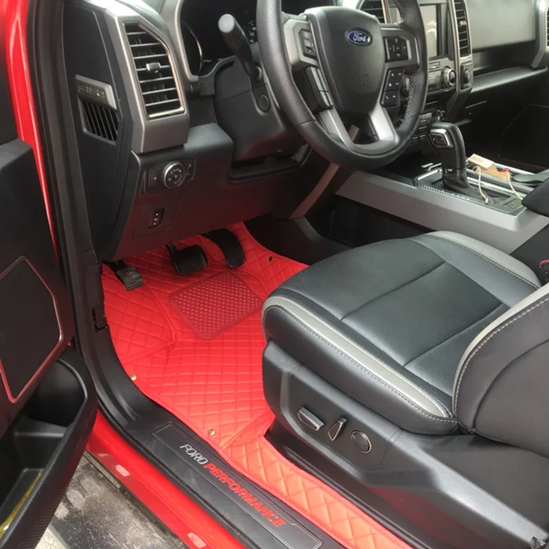

Lsrtw2017 Leather Car Floor Mats for Ford F-series F150 F-150 2015 2016 2017 2018 2019 2020 Raptor Accessories Carpet Rug Auto
