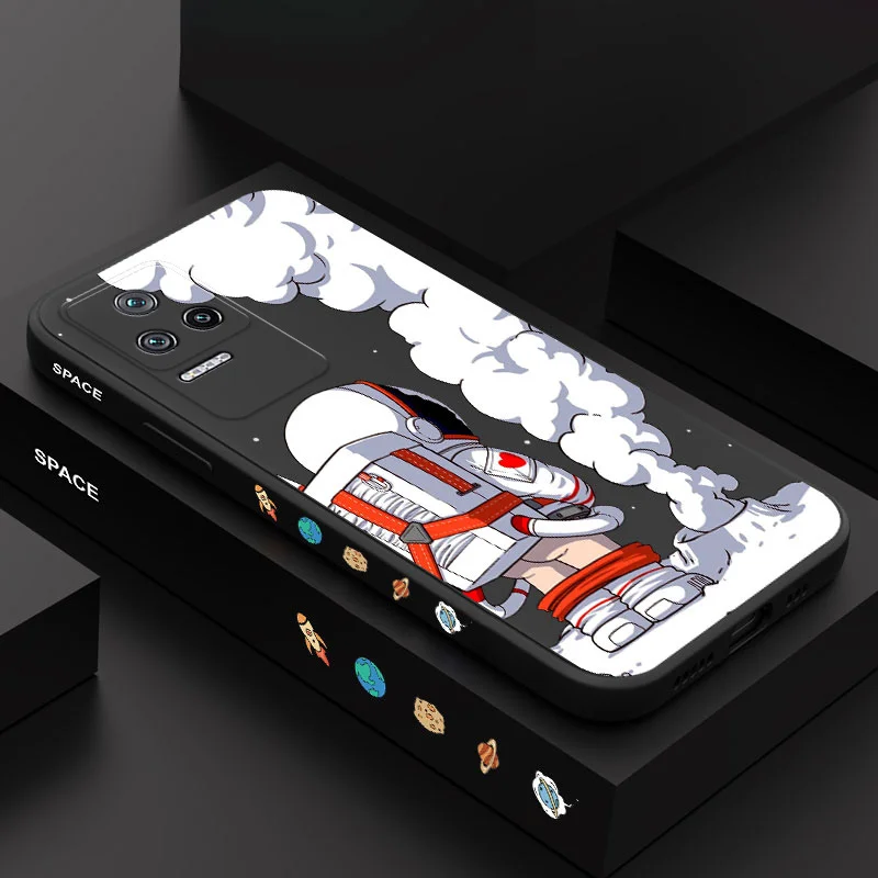 

Fun Astronaut Phone Case For Xiaomi Poco M5S F4 X4 M4 F3 X3 M3 F2 X2 Pro 4G 5G GT Liquid Silica Cover