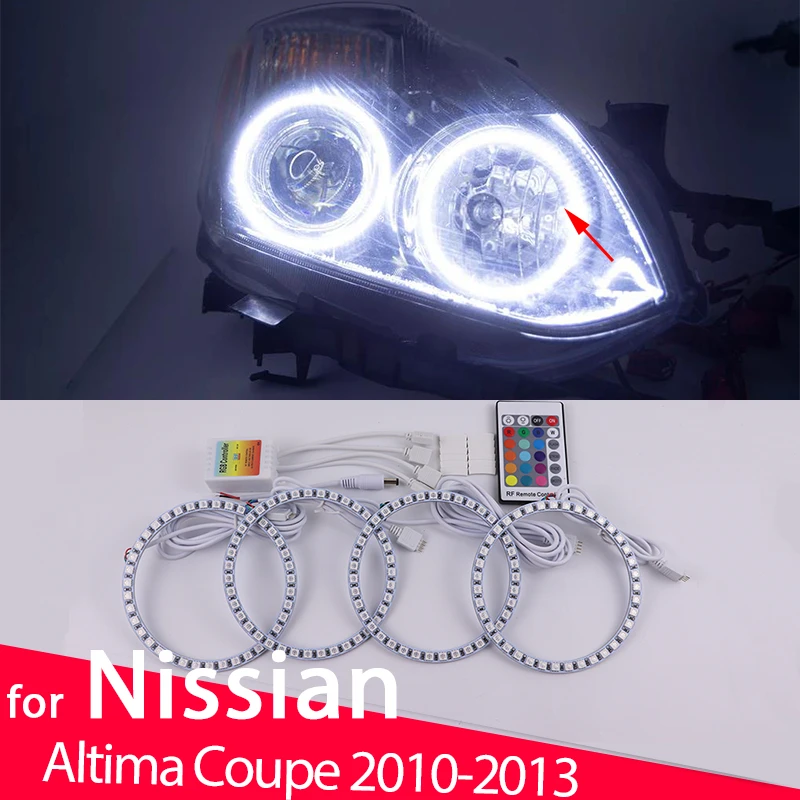

Remote Control Smd RGB multi-color LED Headlight Angel Eyes Bulb Halo Ring Lamp for Nissan Altima Coupe 2010-2013 Accessories