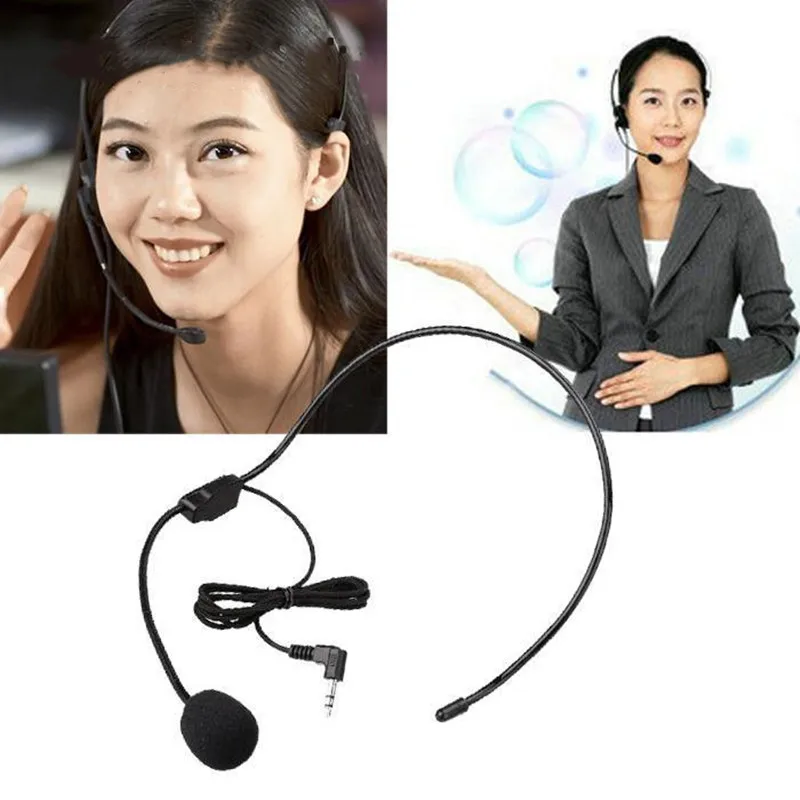 

3.5MM Headset Microphone Wired Portable Dynamic Jack Mic Moving Coil Earphone Loundspeaker Lecture Teach Headset
