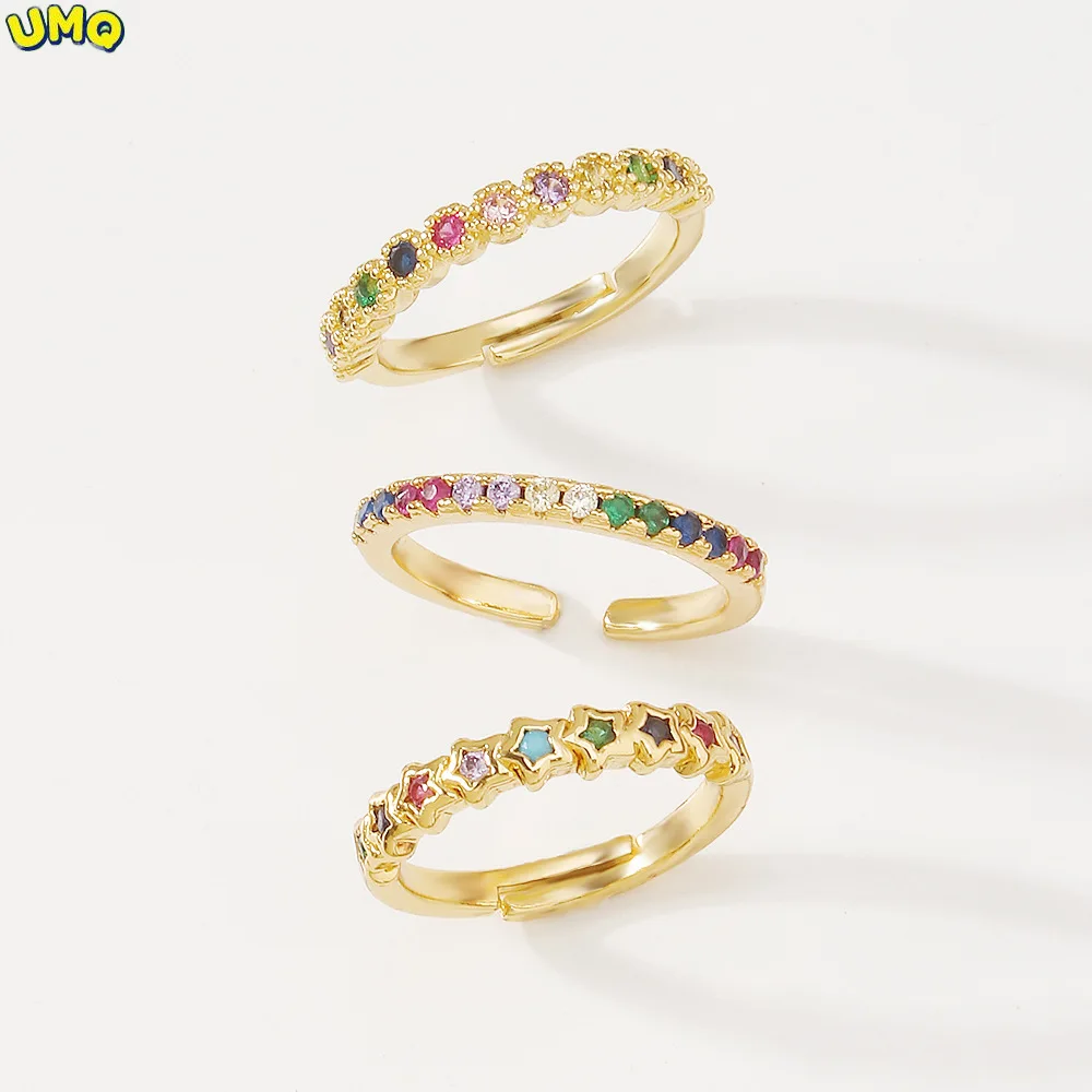 

Fashion Zr0014 Simple Adjustable Ring Single Row Color Zircon Fashion Ring, Minority Temperament, Hand Ornamented Woman Gifts