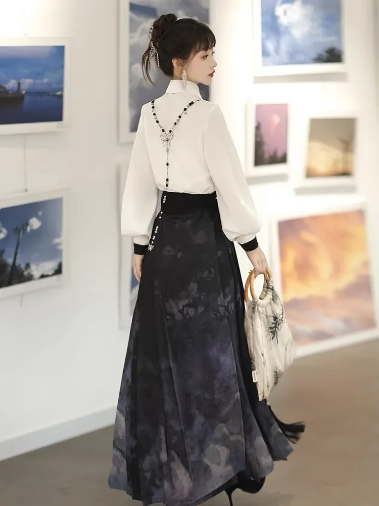 Женская рубашка Hanfu в национальном стиле новая китайская чернильная с конской