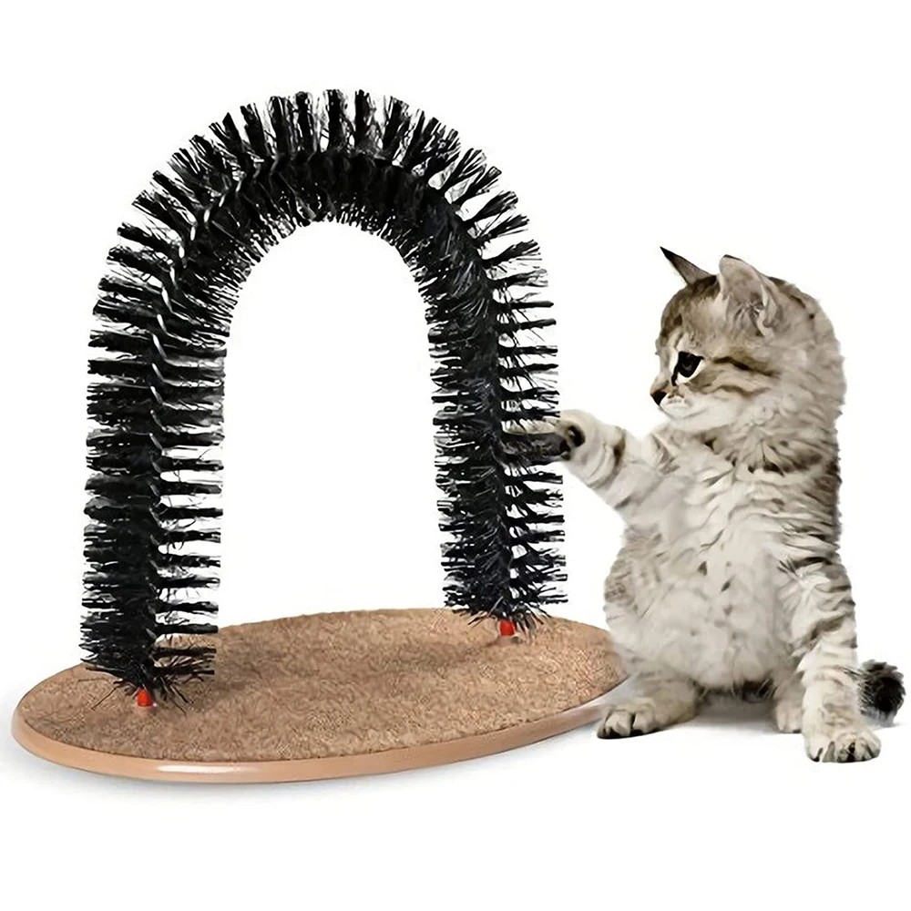 

2021 Comfortable Arch Cats Massager Round Fleece Base Kitten Toy Scratching Device Brush For Pet Cat Itching Grooming Supplies