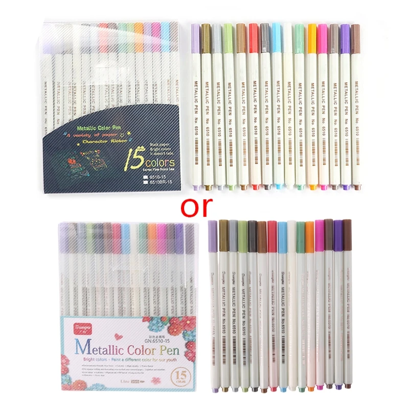 

10/12/15/20/30 Colors Metallic Micron Pen Detailed Metal Paint Maker DIY Album