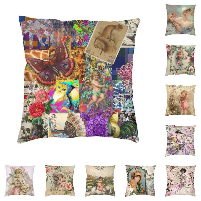 Victorian Angel Love Pillow Covers Home Decorative Modern Renaissance Art Cushions for Sofa Square Double Sided Print Pillowcase