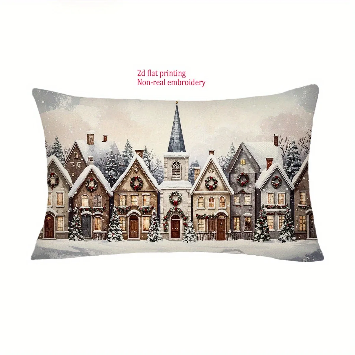 

Наволочка полиэстер велюр "Снежная деревня" 40x40 см