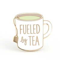 fueled by tea lovers brooch metal badge lapel pin jacket jeans fashion jewelry accessories gift