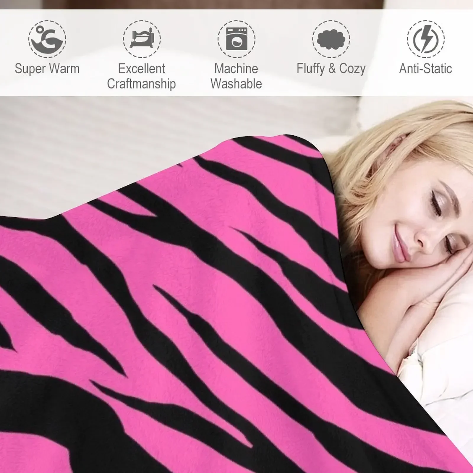 Розовое одеяло с принтом зебры/тигра роскошное дизайнерское для малышей