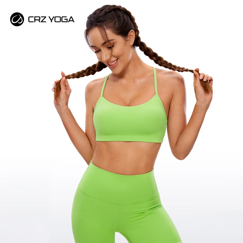 CRZ YOGA US Overseas Warehouse Womens Butterluxe Y Back Bra Padded Racerback Low impact Spaghetti Thin Strap Backless Yoga Bra