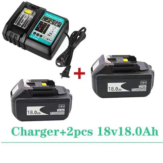 

Original BL1860 Rechargeable Battery 18 V 18000mAh Lithium ion for Makita 18v Battery BL1840 BL1850 BL1830 BL1860B+ 3A Charger