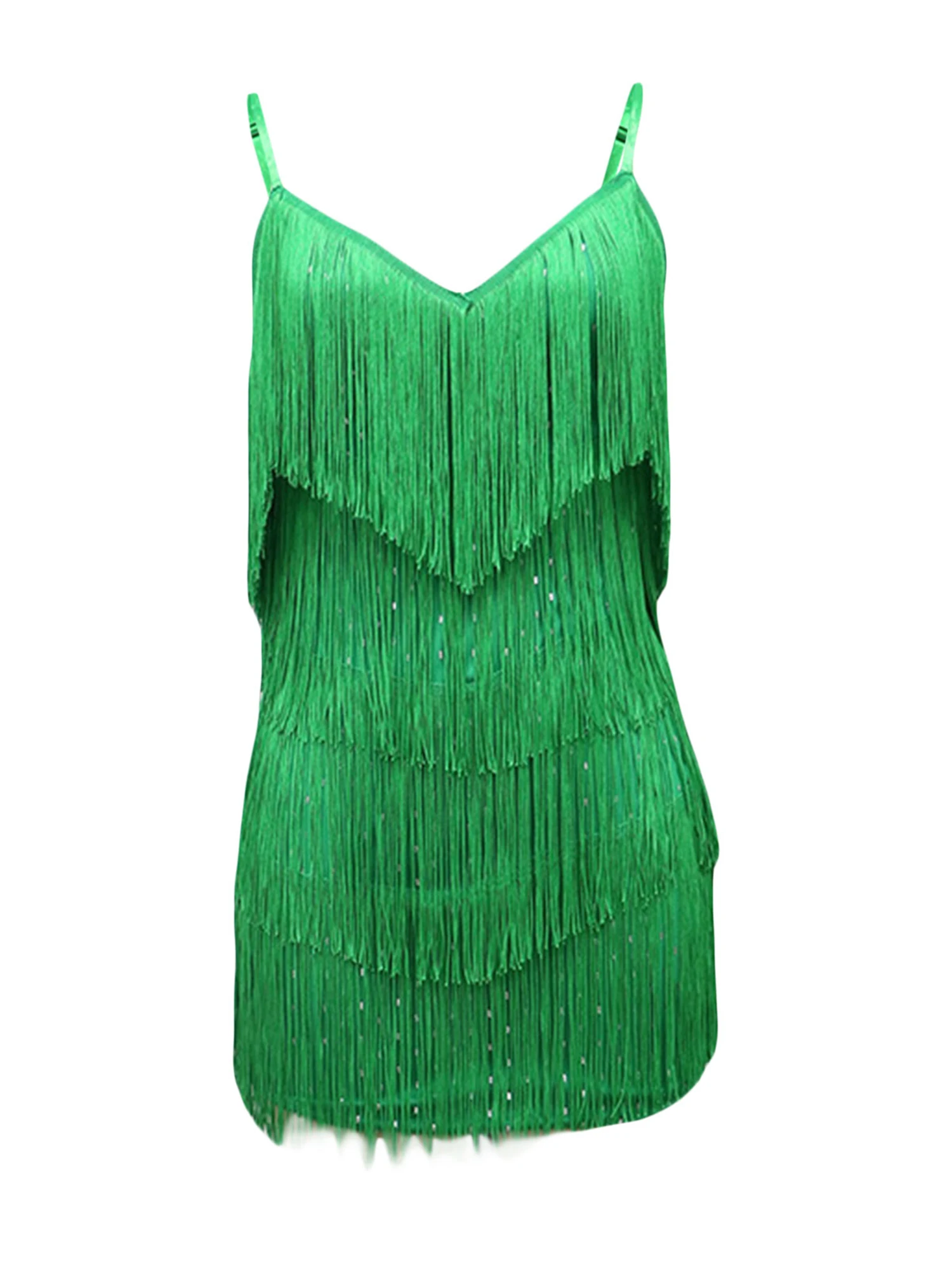 

Glamorous Backless Sequin Dress with Tassel Fringe for Women - Sparkling Spaghetti Strap Bodycon Cocktail Clubwear for Party