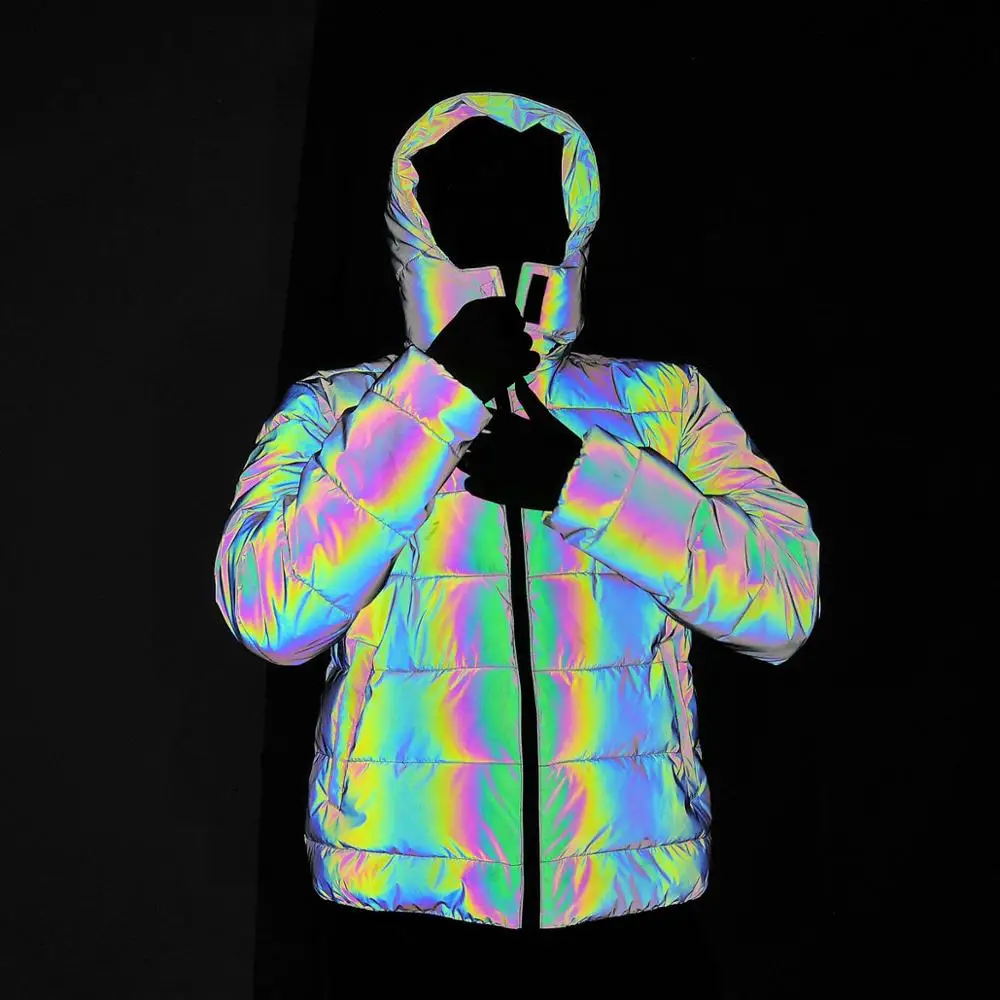Women Winter Fashion Luminous Reflective Coat Thick Warm Parka Plus Size Woman Padded Cotton Coats Warm Hooded Jacket Ropa Mujer