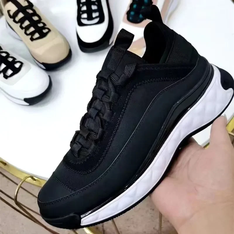 

2023 New Flat Thick Sole Casual Shoes Mixed Color Patchwork Lace Up Breathable Sneakers Spring Autumn Lover Casual Shoes 34-42