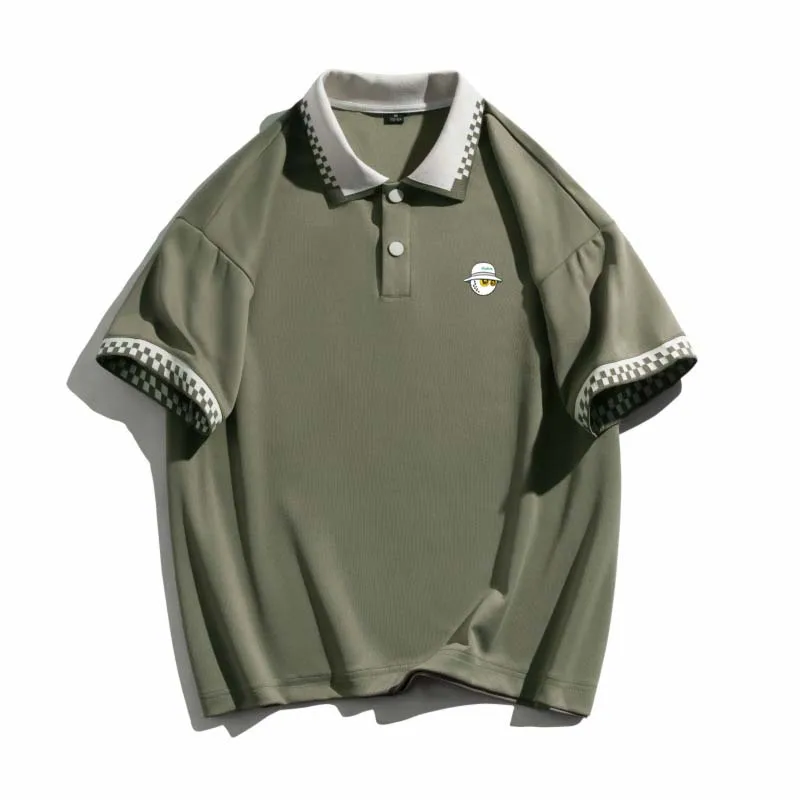 Men T-shirt Polo Malbon Wear Golf Summer Men's Street Color Loose Short Sleeve Retro Hip Hop Top