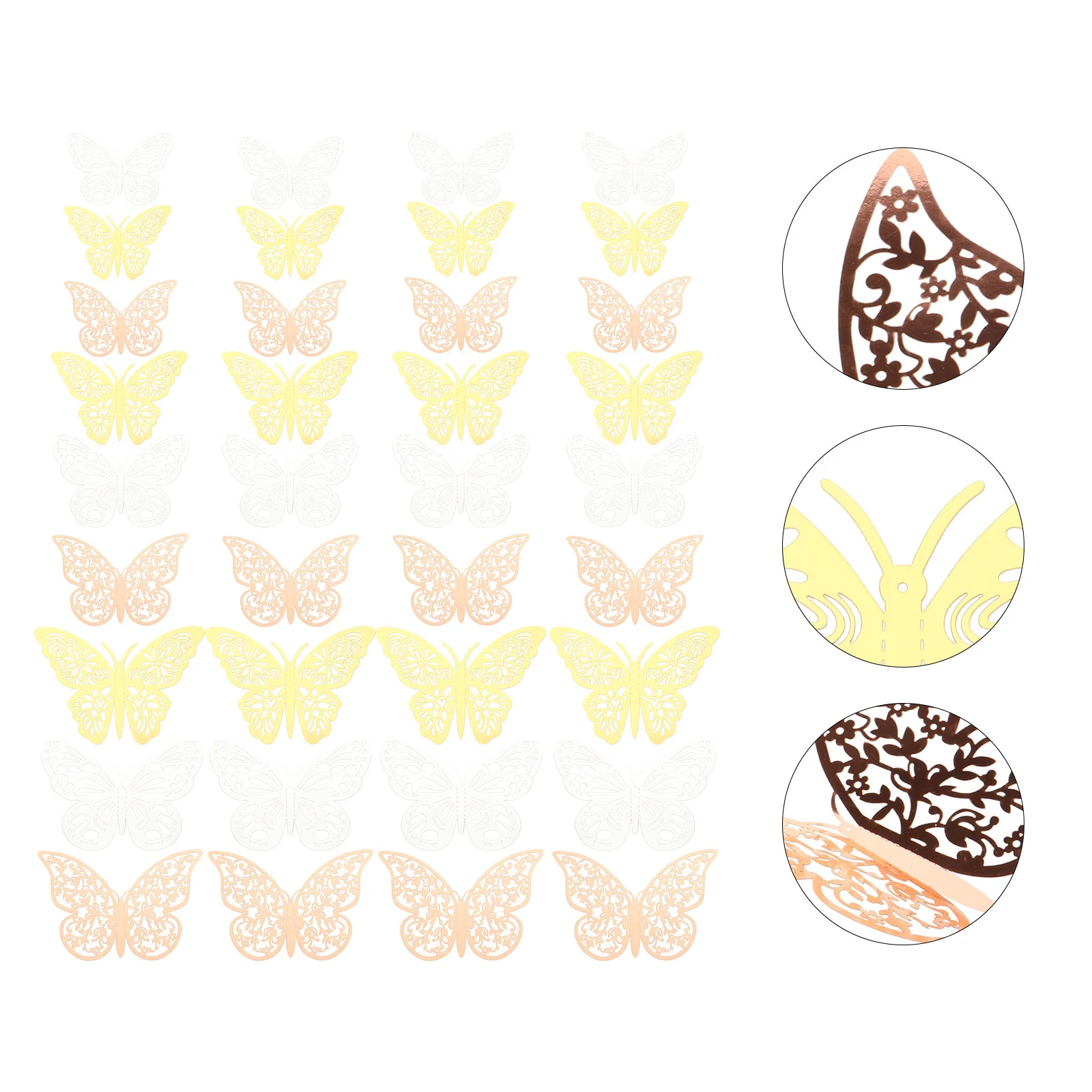 

Wall 3D Stickers Butterflies Decals Metallic Sticker Removable Mural Hollow Ornaments Paper Pictures Diy