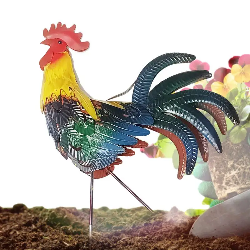 

Rooster Animal Stake Chicken Sculpture Figurines Metal Standing Sculpture Chicken Outdoor Garden Statues For Patio Lawn Garden