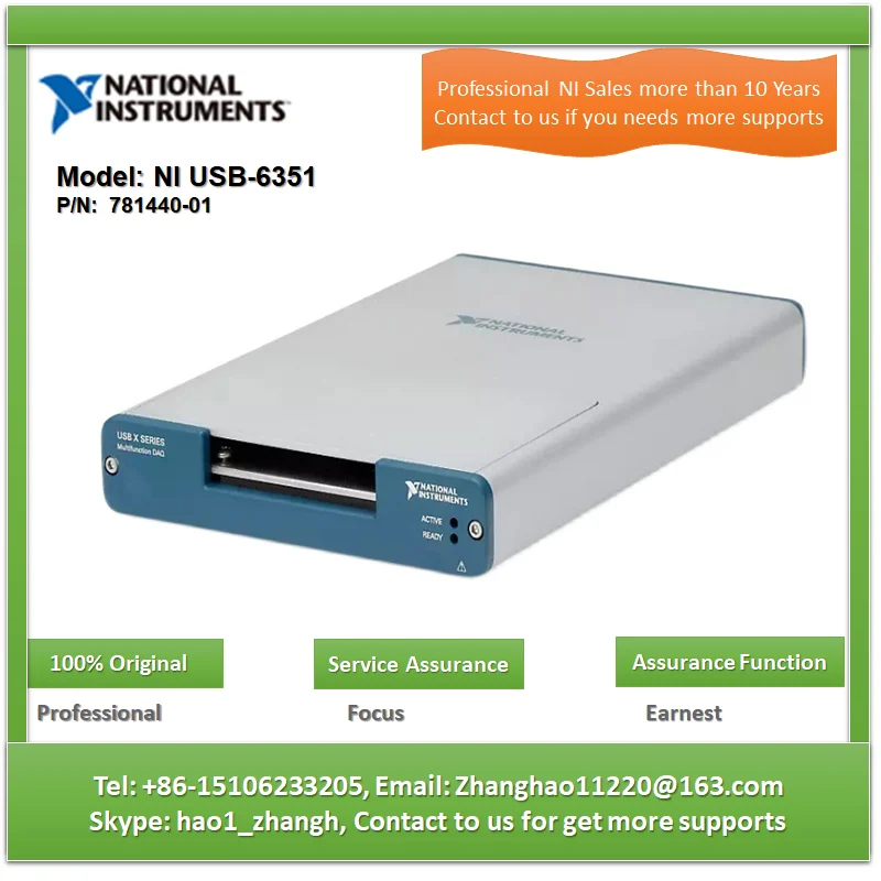 

NI USB-6351 781440-01 16-way AI (16, 1.25 MS/s), 2 road AO (2.86 MS/s), 24 road DIO, USB multifunction I/O devices, provides