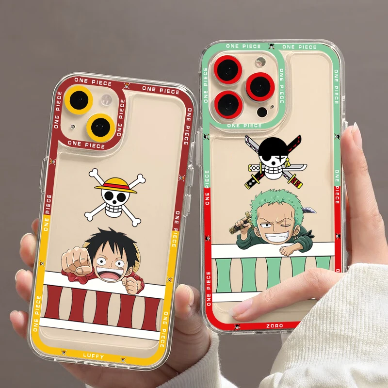 Купи Anime One Piece Luffy Zoro Sanji Shanks Nami ACE Phone Case for iPhone 11 12 13 Mini Pro Max 14 Pro Max Case transparent shell за 90 рублей в магазине AliExpress