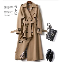 womens double breasted long trench coat lapel jacket long sleeve windbreaker coat overcoat outwear pockets long coats with belt