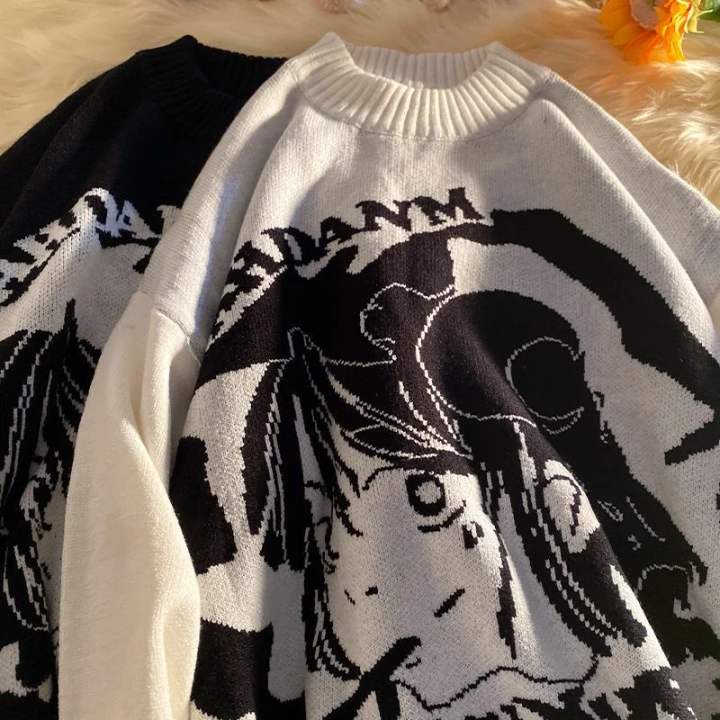 

Autumn winter ins Crew Neck Sweater student loose knit Pullover