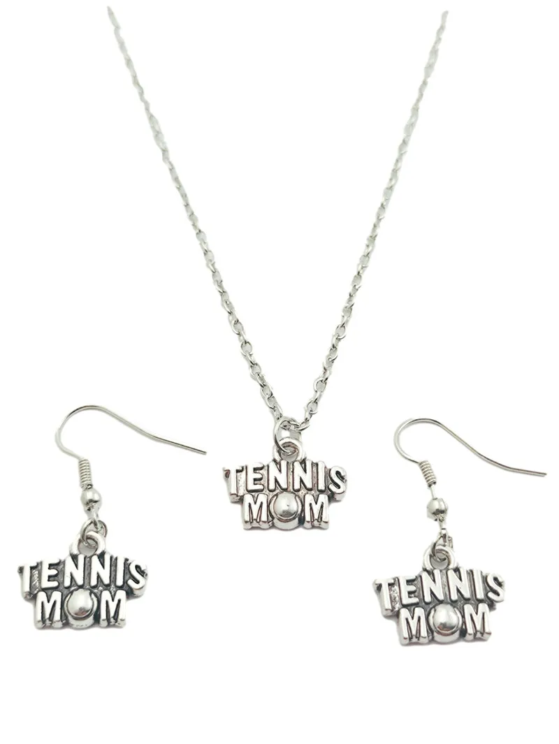 

Tennis Mom Jewelry Set Creative Earring Necklace Sets, Fashion Women Christmas Birthday Girl Gifts