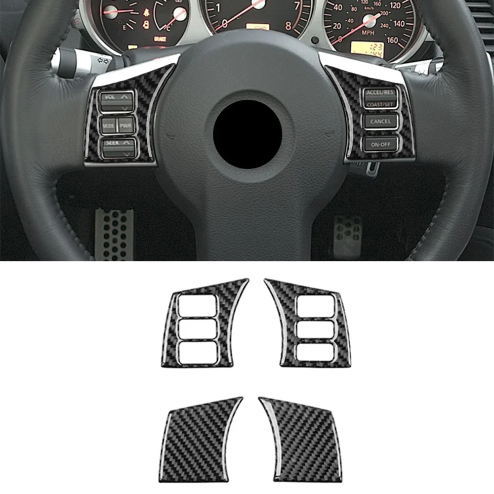 

Carbon Fiber for Nissan 350z Z33 2003-2009 Car Steering Wheel Panel Button Stickers Trim Cover Car Interior Accessories