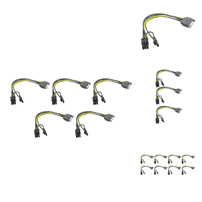 

Кабель питания PCI-E, 15Pin SATA папа-8 Pin(6 + 2), кабель SATA, кабель от 15 до 8 Pin, провод 18AWG для графической карты