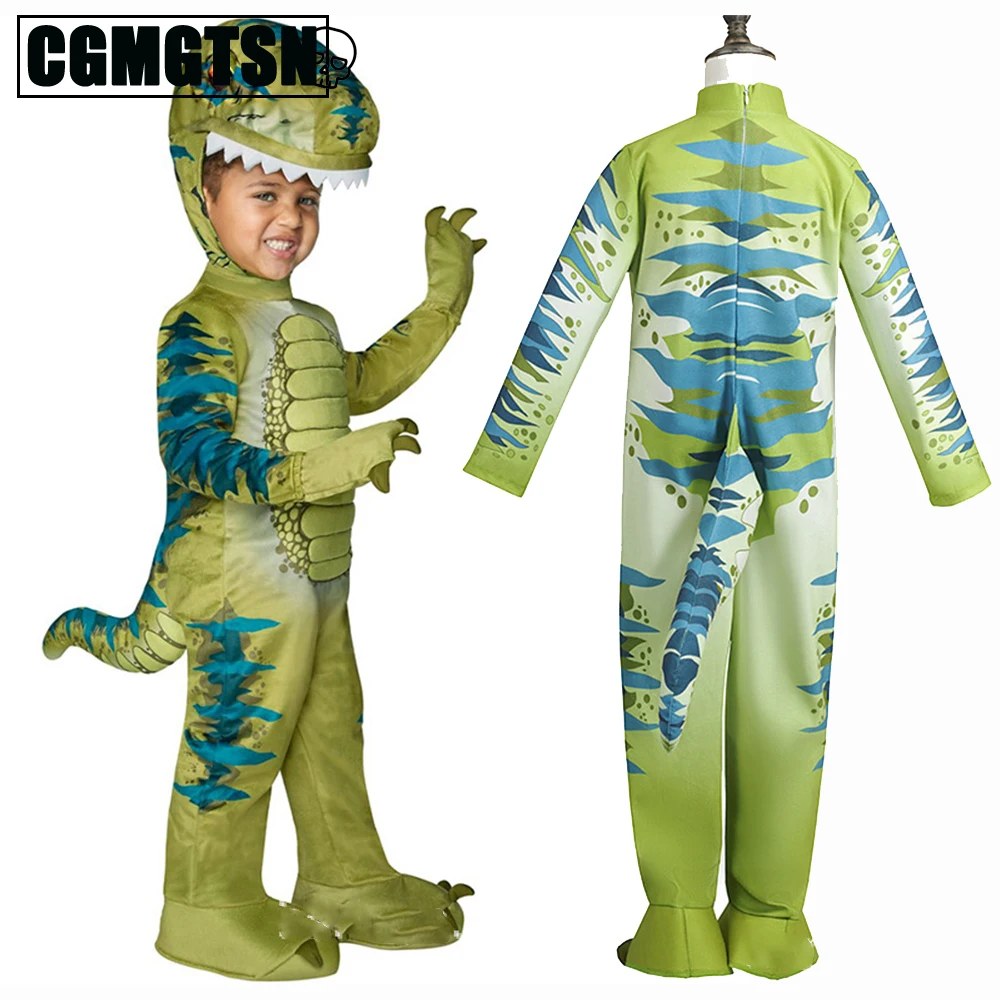 

CGMGTSN Boys Girls Anime T-Rex Dinosaur Cosplay Costume Jumpsuit Suit Purim Halloween Carnival Party Dragon Costumes For Kids