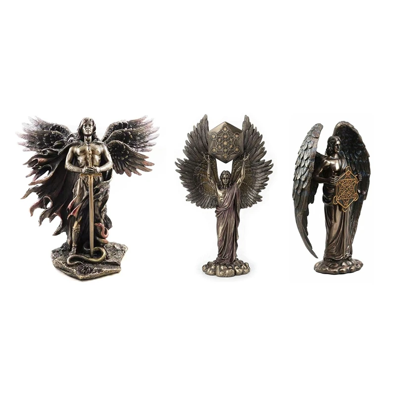 

New-Metatron Bronzed Seraphim Six-Winged Guardian Angel Statues Home Decoration Also A Great Gift For Your Friends