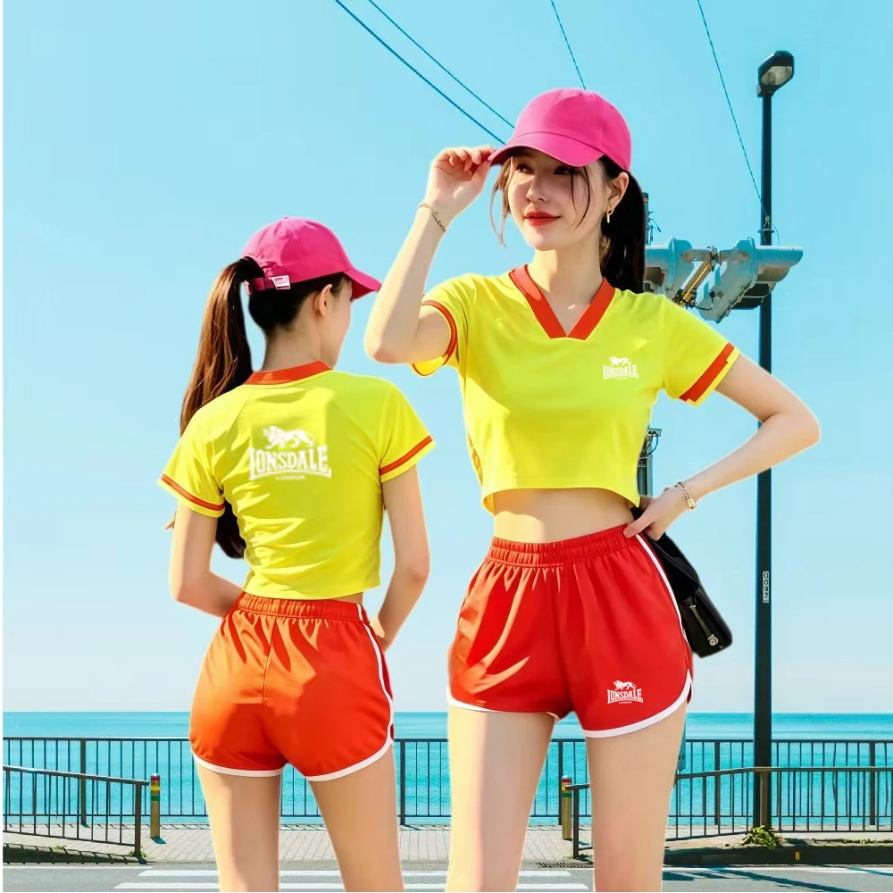 Летний комплект LONSDALE, новые тонкие женские футболки с коротким рукавом, модный комплект, повседневная спортивная одежда, шорты, комплект из двух предметов (art.: 3920dabfe7f24) - 3920dabfe7f24