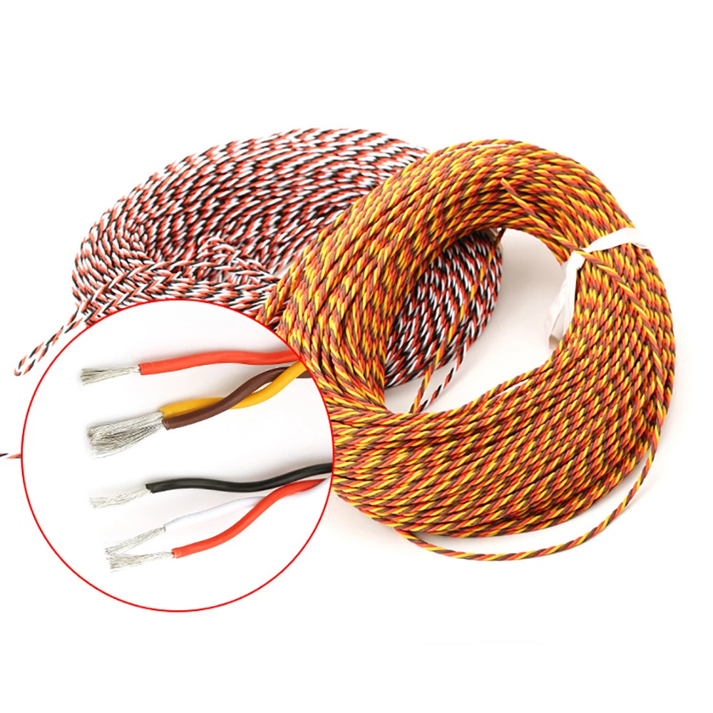 

5M 16 feet 22AWG 60 Core 3 way Twist Servo Extension Cable Twisted Wire Lead For RC JR Futaba Airplane Accessories