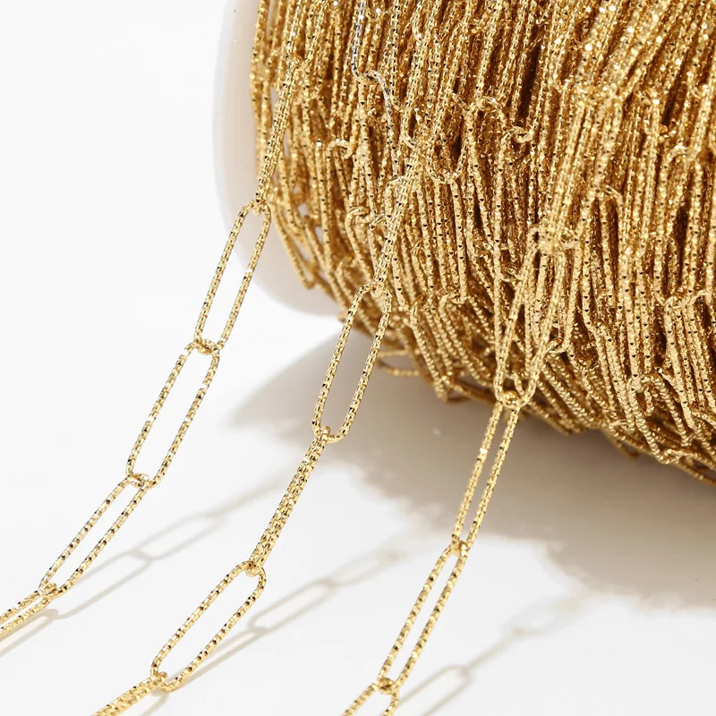 1M NO FADE Нержавеющая сталь Золото Текстированная длинная овальная звеньевая цепочка для DIY ожерелье браслет ювелирные изделия принадлежности 1M NO FADE Нержавеющая сталь Золото Текстированная длинная овальная звеньевая цепочка для DIY ожерелье браслет ювелирные изделия принадлежности