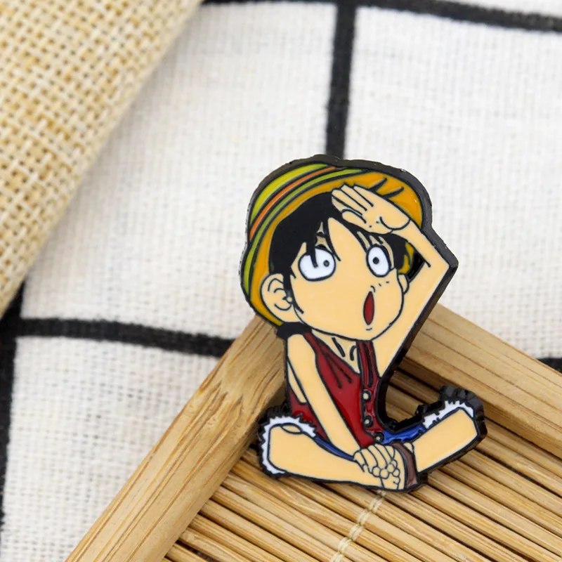 

One Piece Cartoon Brooch Anime Cute Luffy Action Figure Luffy Zoro Sanji Metal Badge Backpack Enamel Pins Accessories Kids Gifts