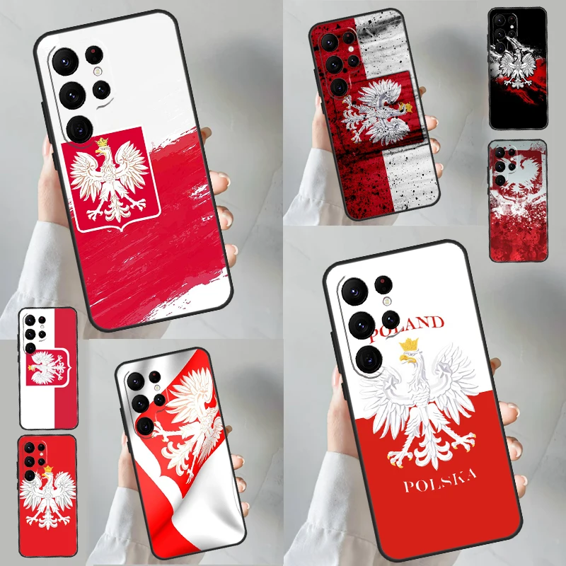 Чехол с флагом Польши для Samsung Galaxy S23 S22 S21 Note 20 Ultra S8 S9 S10 10 Plus S20 FE