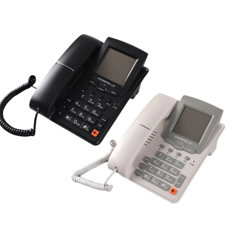 

Large LCD Corded Landline Phone Hold Redial Two Line Operate Telephone Dropship