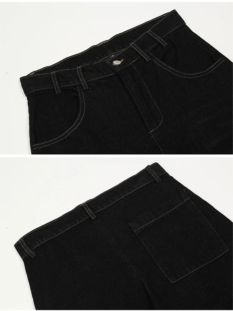 Four Seasons Black Jeans Men Fashion Print Denim Trousers Hip Hop Ins Retro Wide Leg Pants Oversized Mens Streetwear Mens Pants