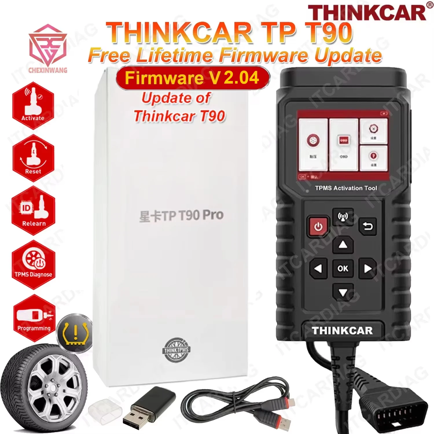 

ThinkCar TP T90 Pro v2.04 TPMS Бесплатное обновление прошивки OBD2 Автомобильный диагностический программист кода неисправности Инструмент датчика давления в шинах