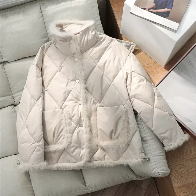 

2022NEW 2021 Winter Women New 90% White Duck Down Coat Short Casual Single Breasted Thick Jacket Female Parkas Windproof Outwear