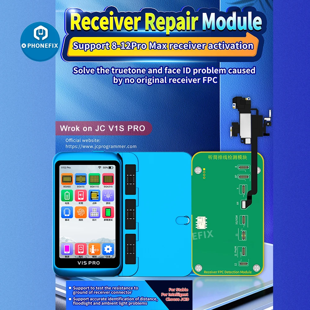 

JC V1S Pro Receiver Repair Module FPC Detection Earpiece Module For iPhone 8-13 Pro Max Solve the Truetone and Face ID Problem