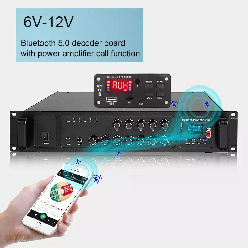 

12v*50W Amplifier MP3 Decoder Board Color Screen Bluetooth V5.0 Car MP3 Player USB Recording Module FM AUX Radio For Speaker