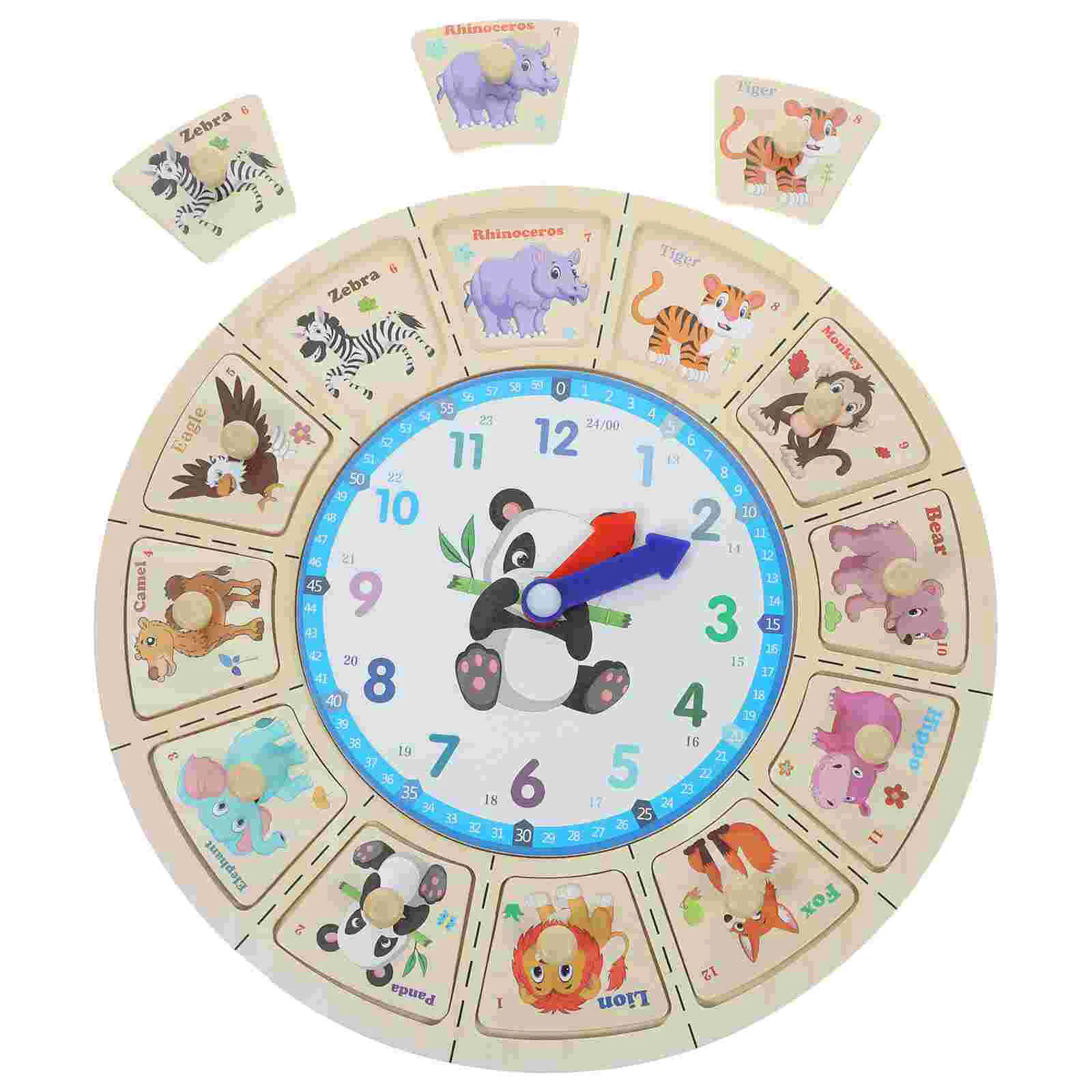 

Jigsaw Animal Toys Learning Kids Teaching Clocks Portable Educational Games 5-7 Tell Time